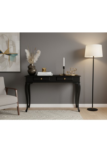 120 cm Masif Lükens Siyah Çalışma Masası