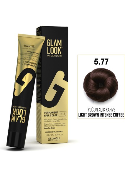 Kalıcı Saç Boyası | 5.77 Yoğun Açık Kahve | 100 ml | Koruyucu, nemlendirici, besleyici yağlar, düşük amonyak seviyesi, profesyonel 79 renk