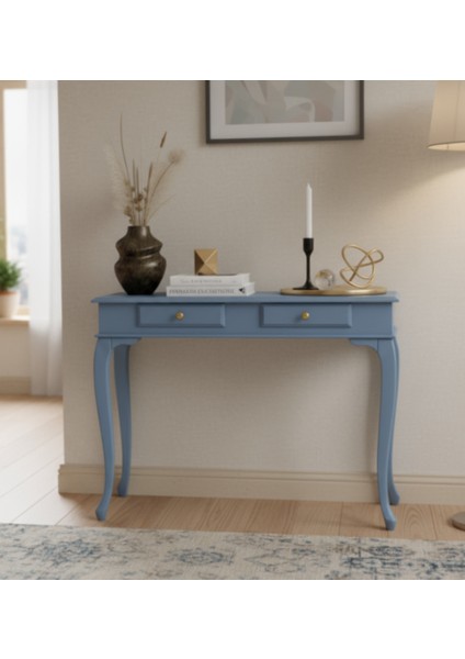 100 cm Masif Lükens Açık Mavi Çalışma Masası