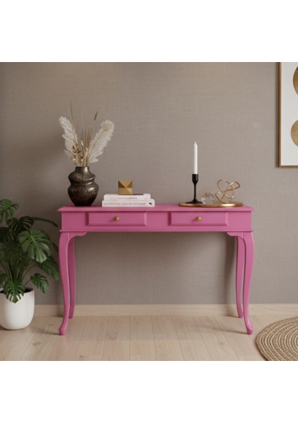 110 cm Masif Lükens Pembe Çalışma Masası