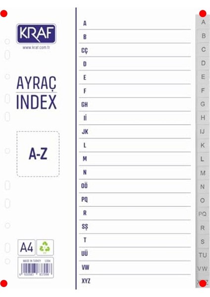 A-Z Alfabetik Ayraç Seti