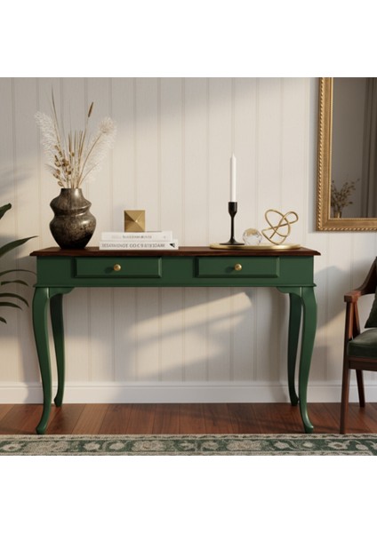 110 cm Masif Lükens Yeşil Ceviz Çalışma Masası