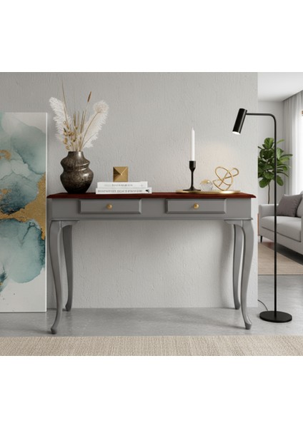 120 cm Masif Lükens Gri Ceviz Çalışma Masası