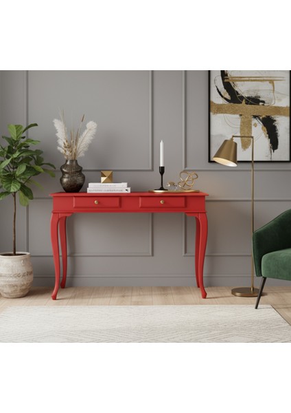 100 cm Masif Lükens Kırmızı Çalışma Masası