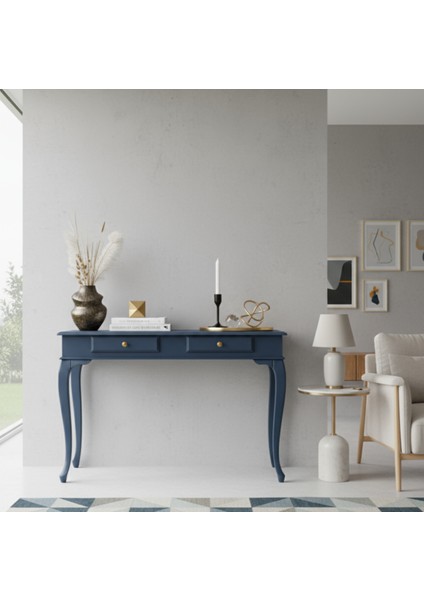 110 cm Masif Lükens Koyu Mavi Çalışma Masası