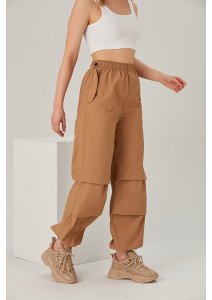 Paraşüt Pantolon / Baggy Kesim Kadın Paraşüt Pantolon- Cep Kapaklı
