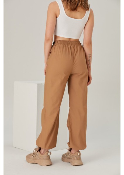 Paraşüt Pantolon / Baggy Kesim Kadın Paraşüt Pantolon- Cep Kapaklı