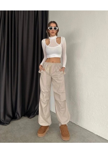 Kadın Cep Kaaklı Paraşüt Pantolon