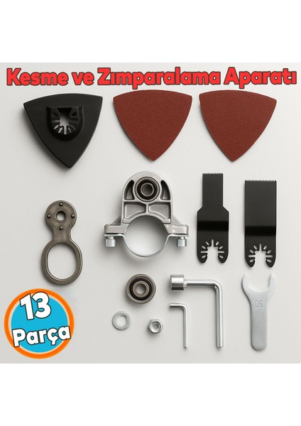 Çok Amaçlı Kesme Zımparalama Aparatı M14 Uyumlu 115 mm Spiral Adaptör 13 Parça
