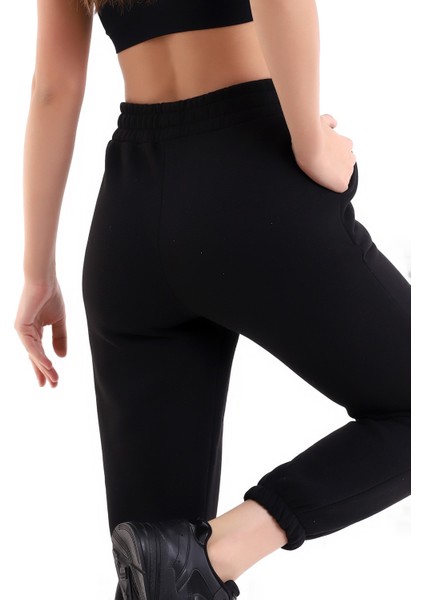 Siyah Joger 3 Iplik Eşofman Altı Içi Şardonlu Ideal Kalınlıkda