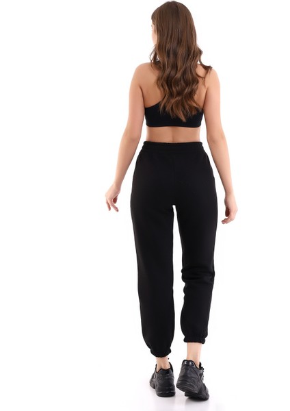 Siyah Joger 3 Iplik Eşofman Altı Içi Şardonlu Ideal Kalınlıkda