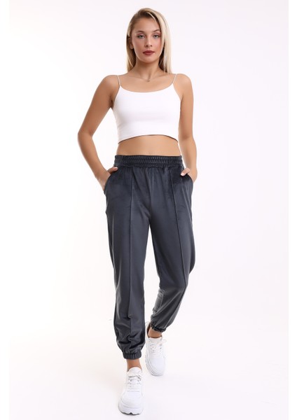 Kadın Eşofman Altı Yumoş Kadife Jogger / Gri fiyatları