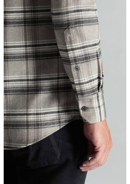 Pamuk Yün Karışım Ekose Desen Gri Gömlek indirimleri