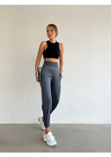 Bel Lastik Pliseli Scuba Jogger Eşofman Antrasit modelleri