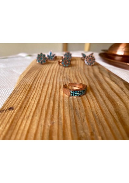Firuze Taşlı Bakır Yüzük