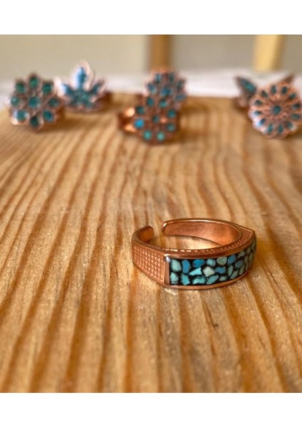 Firuze Taşlı Bakır Yüzük modelleri