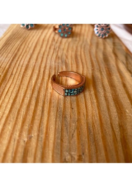 Firuze Taşlı Bakır Yüzük