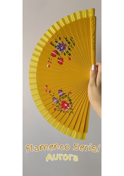 Flamenco Serisi Yelpaze – Aurora | Büyük Boy Işıltılı Zarafet