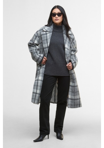 Beattie Double Breasted Wool Palto GY51 Soft Grey Check/onyx Tartan