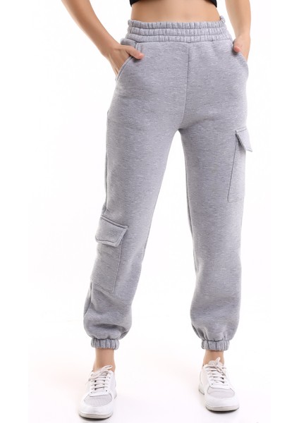 Yüksek Bel Eşofman Altı Jogger Kargo Cepli Unısex 3 Iplik