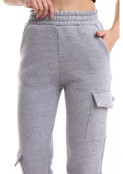 Yüksek Bel Eşofman Altı Jogger Kargo Cepli Unısex 3 Iplik