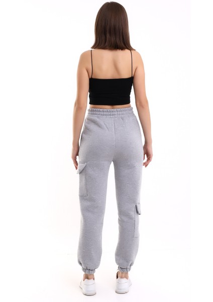 Yüksek Bel Eşofman Altı Jogger Kargo Cepli Unısex 3 Iplik