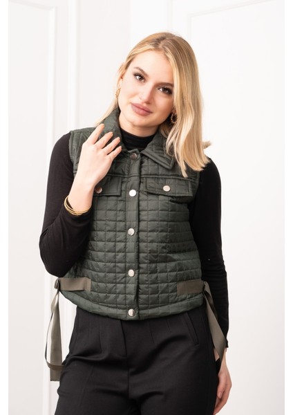 Grogren Yan Kemerli Kapitone Klasik Yelek 9139