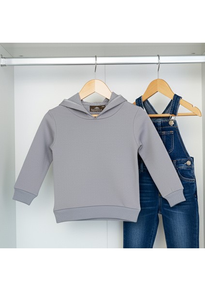 Woody Cord Çocuk Sweatshirt Kapüşonlu - Gri - Düz fiyatları