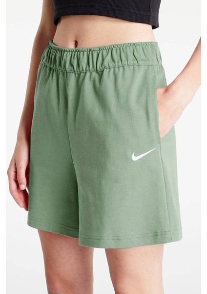 Sportswear Essential Loose Fit Jersey Shorts Bol Kesim Jarse Kumaş Kadın Şort Yeşil