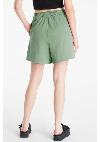 Sportswear Essential Loose Fit Jersey Shorts Bol Kesim Jarse Kumaş Kadın Şort Yeşil fiyatları