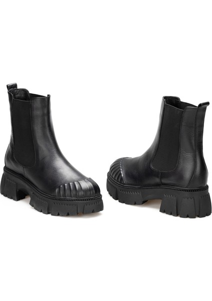 Hakiki Deri 6.5 cm Kalın Tabanlı Uzun Kadın Chelsea Bot fırsatları