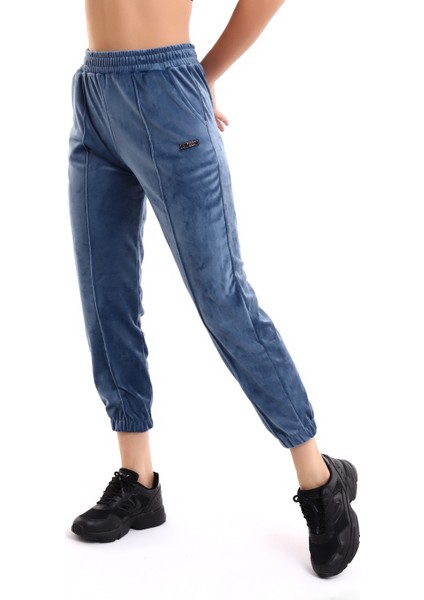 Indigo Yumoş Eşofman Altı Jogger Yüksek Bel Fransız Kadife indirimleri
