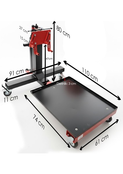 Motor Toplama Sehpası Katlanır Yağ Tablalı 500KG 360 Derece Dönerli Pedallı fiyatları