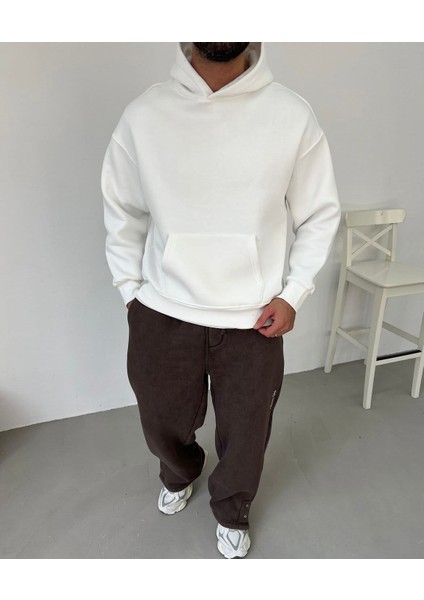 Rahat Kesim Şardonlu Kapüşonlu Sweatshirt