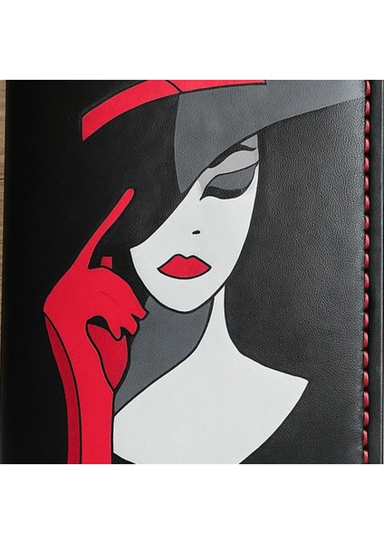 El Yapımı Hakiki Deri Kadın Figürlü Cüzdan -Ince Katlanabilir Model fiyatları