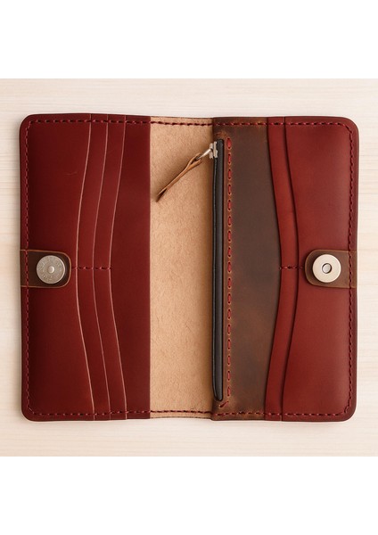 El Yapımı Hakiki Deri Kadın Figürlü Cüzdan -Ince Katlanabilir Model modelleri