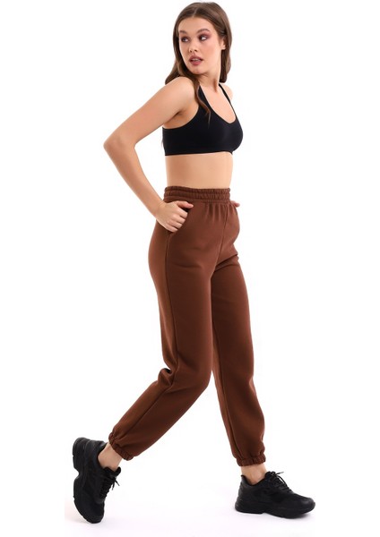 Kahve Joger 3 Iplik Eşofman Altı Içi Şardonlu Ideal Kalınlıkda