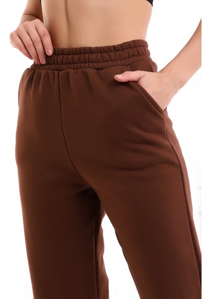 Kahve Joger 3 Iplik Eşofman Altı Içi Şardonlu Ideal Kalınlıkda