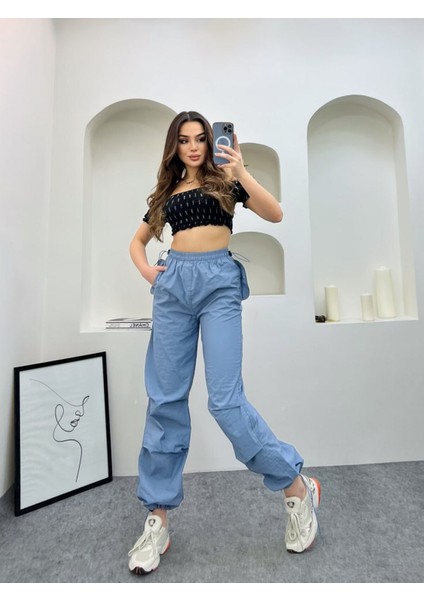 Paraşüt Pantolon / Baggy Kesim Kadın Paraşüt Pantolon- Cep Kapaklı modelleri