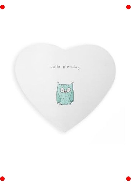 Minimal Baykuş Tasarımlı Kalp Mouse Pad - Fare Altlığı