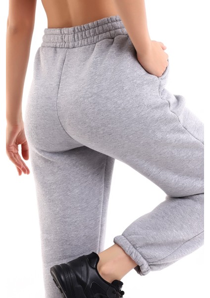 Gri Joger 3 Iplik Eşofman Altı Içi Şardonlu Ideal Kalınlıkda