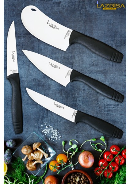 Eco Serisi Mutfak Bıçak Seti Et Ekmek Sebze Pizza Salata Börek Şef Bıçağı 4 Lü Set Hds-03