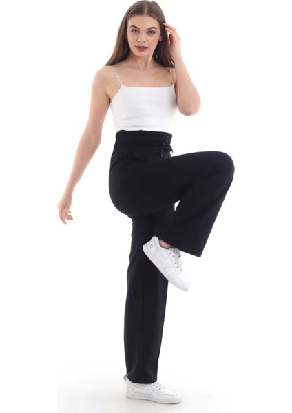 Kadın Siyah Geniş Kemer Bol Paça Eşofman Altı fiyatları