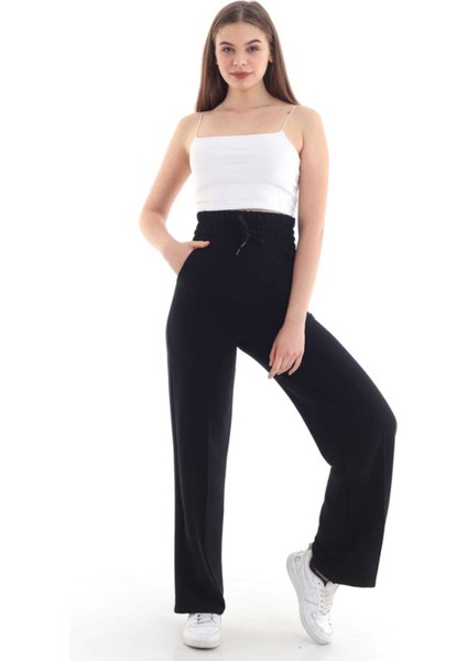 Kadın Siyah Geniş Kemer Bol Paça Eşofman Altı fırsatları