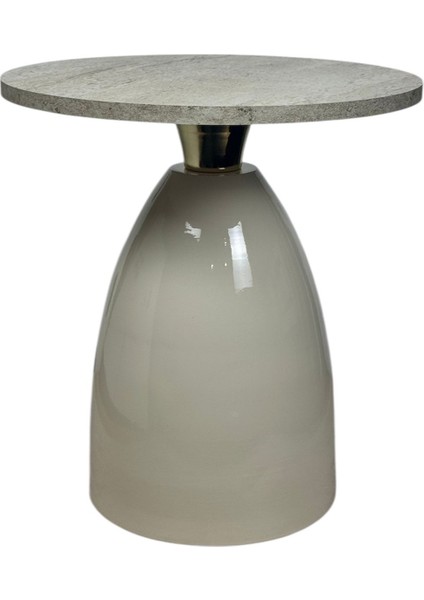 Tor Aliminyum Gövdeli Ahşap Tablalı Modern Yan Sehpa