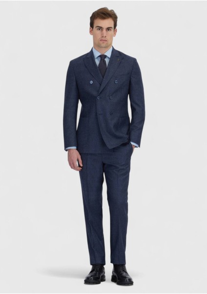 Lacivert Düz Zeroweight Slim Fit Yün Karışımlı Takım Elbise fiyatları