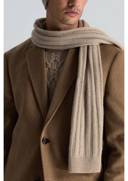 Saf Kaşmir Örgü Desenli Camel Atkı modelleri