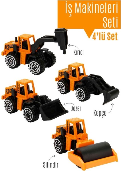 Oyuncak Metal Iş Makineleri Seti Inşaat Araçları 4 Lu fiyatları