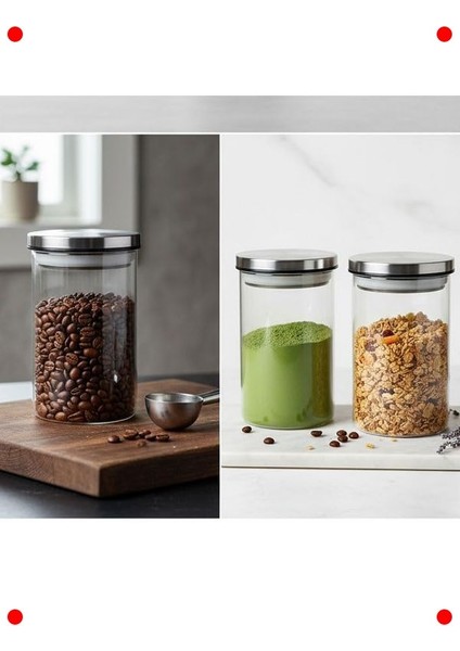 700 ml Borosilikat Vakumlu Metal Kapaklı Cam Kavanoz