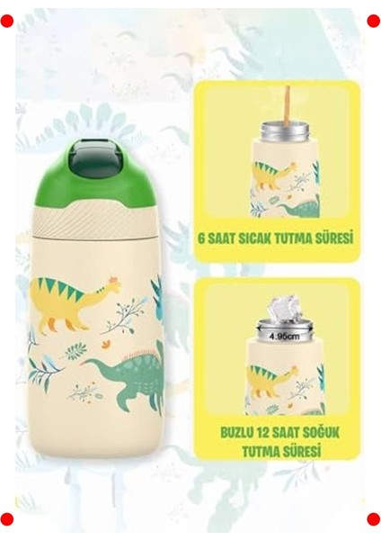 Çocuk 350 ml Pipetli Çelik Termos Matara fırsatları